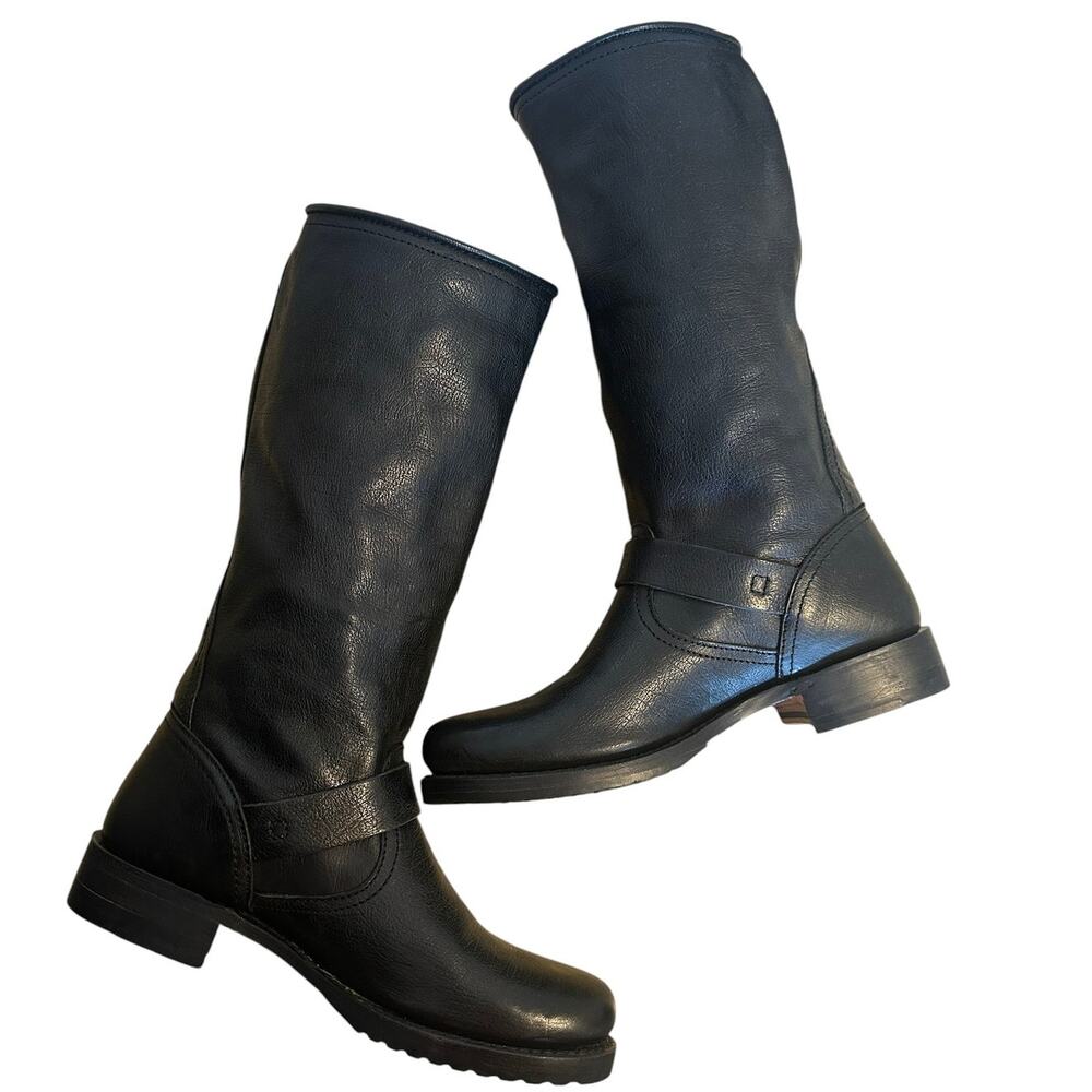 Frye Vintage Black Leather Knee High Veronica Slouch Boot 9 - Picture 9 of 10